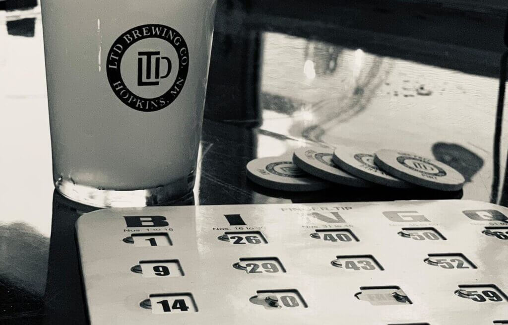bingo card with LTD Brewing glass